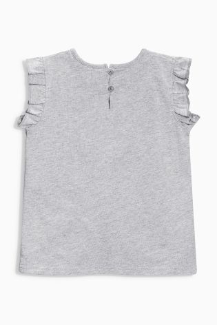 Grey Photographic Car Frill Sleeve T-Shirt (3mths-6yrs)
